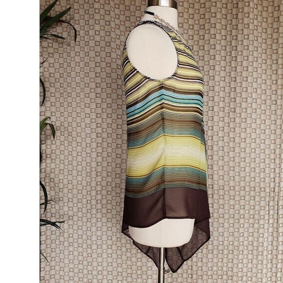 Women's Boho Blouse Asymmetrical Striped Shawl Kimono Size 6 NWOT - Picture 5 of 6